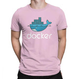Men Docker Logo T Shirt Linux Javascript Computer Cotton Sweatshirt Funny Short Sleeve Round Neck Tees Graphic T-Shirts