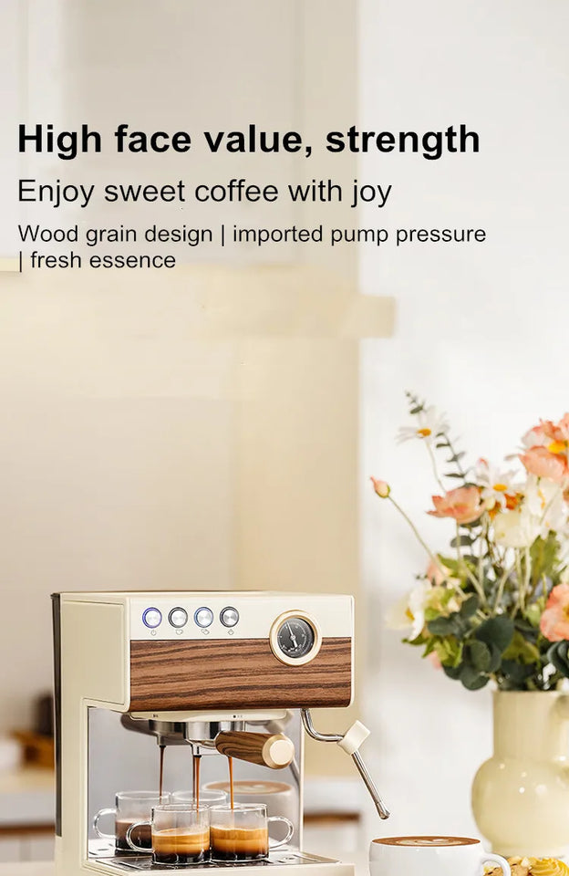 Coffee Maker Stainless Steel Italian Household Small Semi-Automatic Coffee Machine Steam Milk Bubble Concentration Office Steam