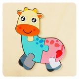 Kids Wooden Toys 3D Wood Puzzle Cartoon Animals Cognitive Jigsaw Puzzle Early Learning Educational Toys For Children Gift