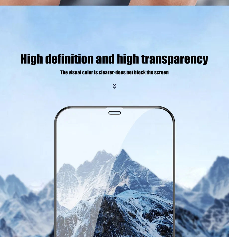 3-4PCS Full Cover Tempered Glass For iPhone 11 12 13 14 15 Pro Max Screen Protector For iPhone X XR Xs Max Protective Glass Film