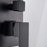 Black Shower Faucets System Bathroom Wall Mounted Rainfall Shower Kit Concealed Embedded Box Hot Cold Water Mixer Tap SUS304