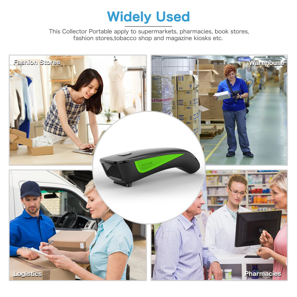 NETUM E800 Bluetooth 2D Barcode Scanner Pocket Wireless QR Reader Data Matrix PDF417 IOS Android Windows