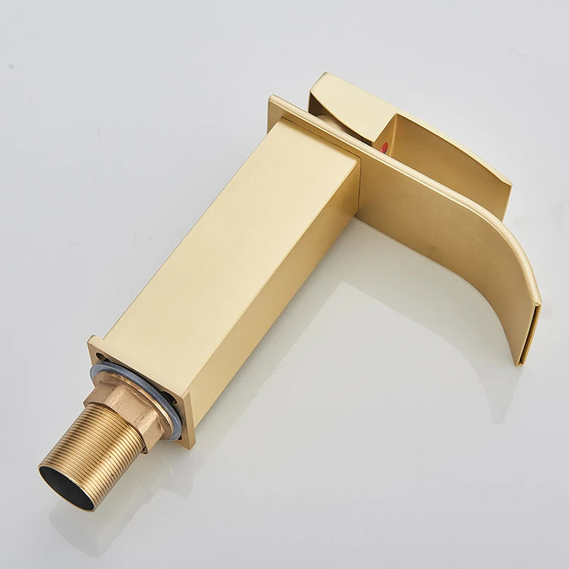 Rozin Deck Mounted Bathroom Basin Faucet Waterfall Vanity Sink Hot and Cold Water Mixer Tap,Chrome,Black,Gold Color