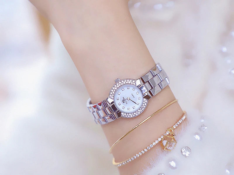 Women Luxury Brand Watch 2025 Dress Silver Gold Women Wrist Watch Quartz Diamond Ladies Watches Female Clock Bayan Kol Saati