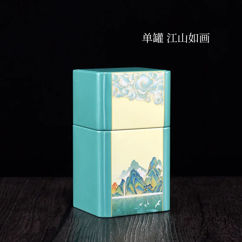 Tea Tinplate Sealed Box, Pu'er Organizer, Square Thick Metal Empty Tea Packaging, Built-in Sealed Bag