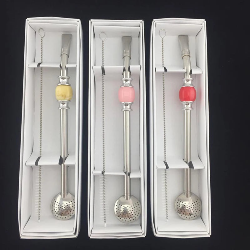 Stainless Steel Drinking Straw Spoon Tea Filter Yerba Mate Tea Straws Bombilla Gourd Reusable Coffee Tea Tools Washable Tea Tool