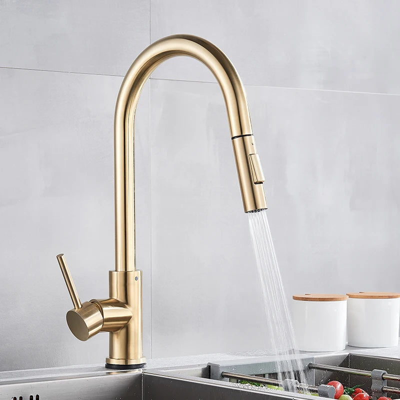 Pull Out Touch Sensor Kitchen Faucet 360 Rotation Smart Kitchen Faucet Sensor Tap Faucet Single Handle Mixer Tap