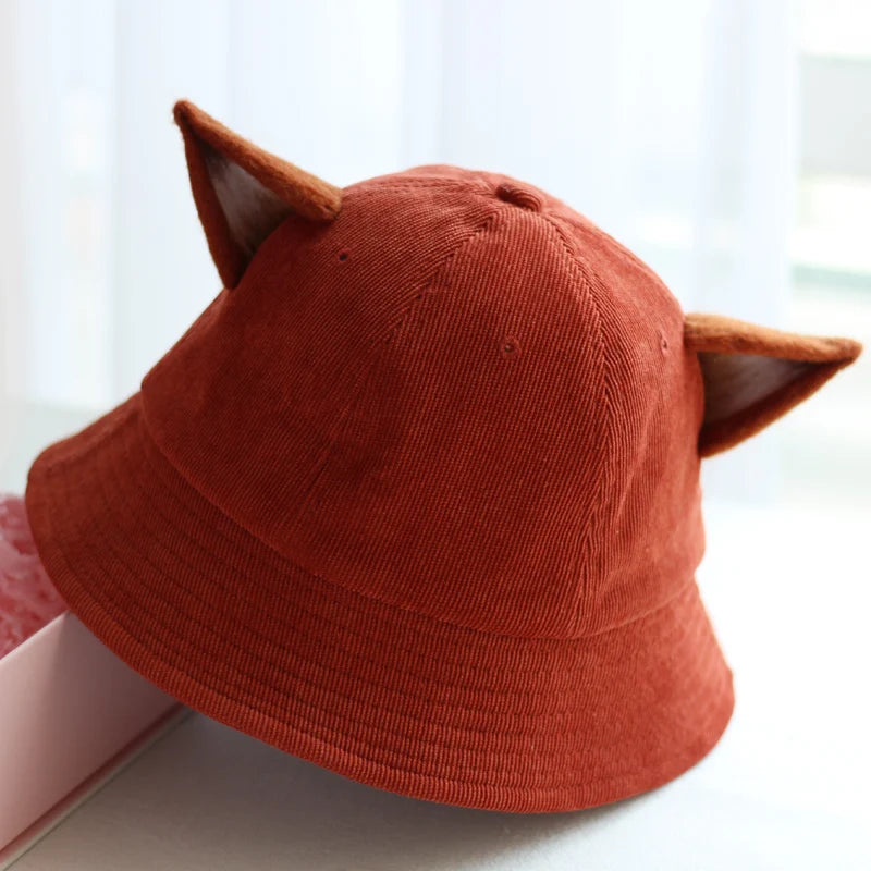 Summer Fox ears sunscreen Bucket Hat simple fisherman hat women Girl fashion basin hat sun hat wholesale