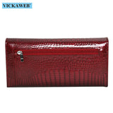 New Women Magnetic Hasp Wallet Genuine Leather Coin Purse Ladies Long Fashion Female Card Hold Money Bag AE501-1