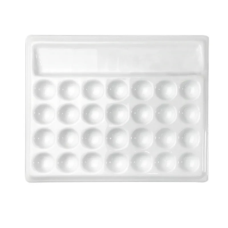 Ceramic Watercolor Palette Rectangular 28-hole/18-hole Palette Paint Plate Watercolor Gouache Paint Plate Painting Art Supplies