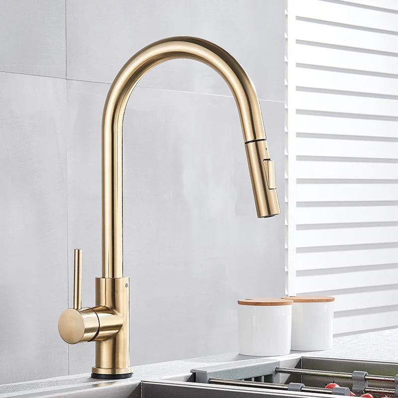 Pull Out Touch Sensor Kitchen Faucet 360 Rotation Smart Kitchen Faucet Sensor Tap Faucet Single Handle Mixer Tap