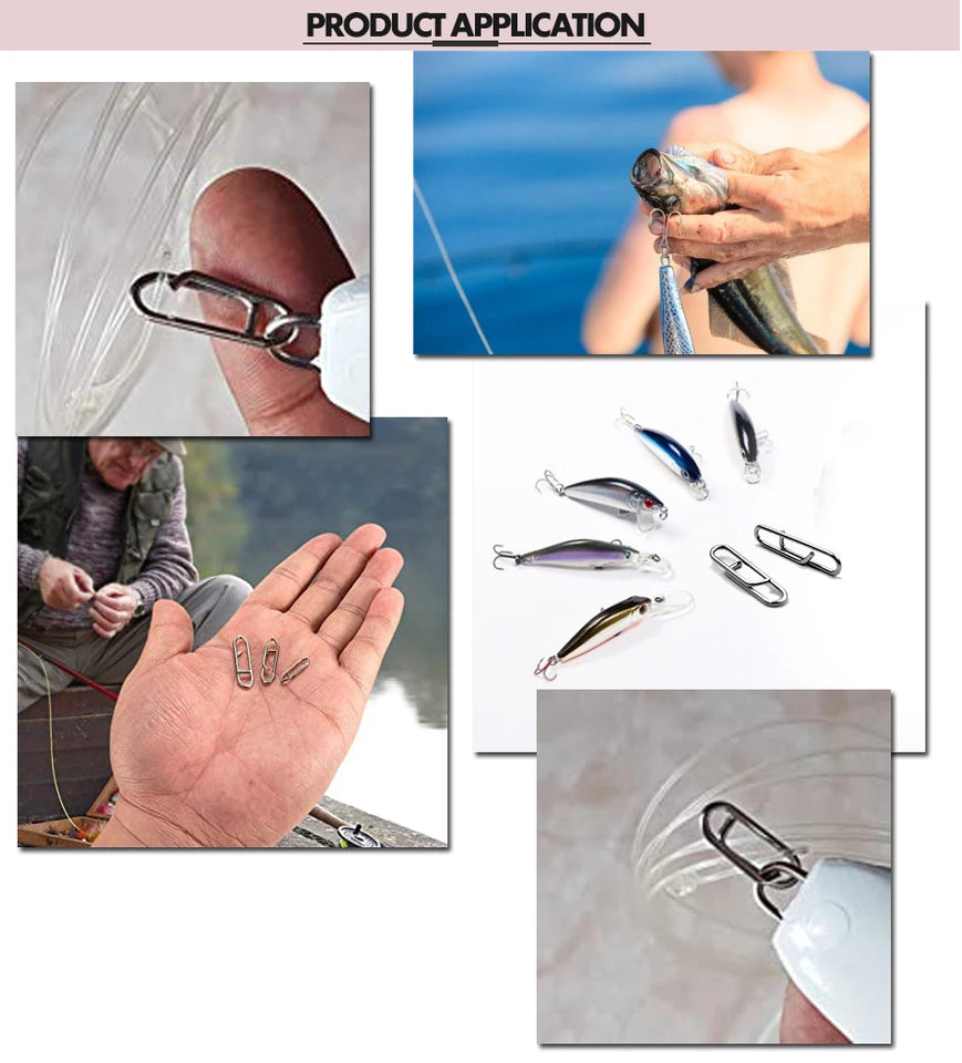 MNFT 50Pcs Powerful Stainless Steel Fast Link Clip Snap Fishing Tackle Quick Change Lead Links Clips Interlock Accessories