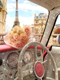 HOMFUN Diamond Painting Full Square/Round Drill 5D DIY "Rose flower car Tower" Daimond Embroidery Rhinestone Cross Stitch Decor