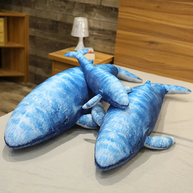 55-130cm Giant Dream Whale & Shark Plush Toy Stuffed Blue Whale Doll Soft Pillow Cute Sofa Cushion Lovely Gifts for Kids