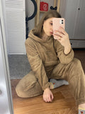 Women Winter Flannel Pajama Set Fleece Pajamas Sleepwear Homewear Thick Warm Velvet Female Suit Fall Sweatshirt Ladies Pyjama