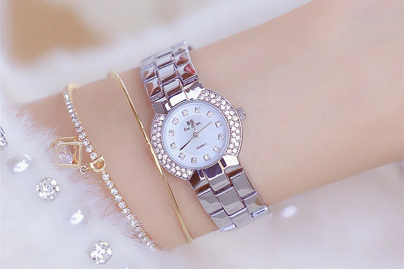 Women Luxury Brand Watch 2025 Dress Silver Gold Women Wrist Watch Quartz Diamond Ladies Watches Female Clock Bayan Kol Saati