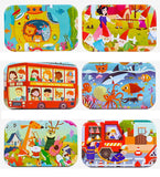 Hot New 60 Pieces Wooden Puzzle Toys for Children Cartoon Vehicle Animal Wood Jigsaw Baby Learning Educational Toy Kids Gift