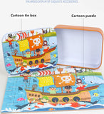 Hot New 60 Pieces Wooden Puzzle Toys for Children Cartoon Vehicle Animal Wood Jigsaw Baby Learning Educational Toy Kids Gift