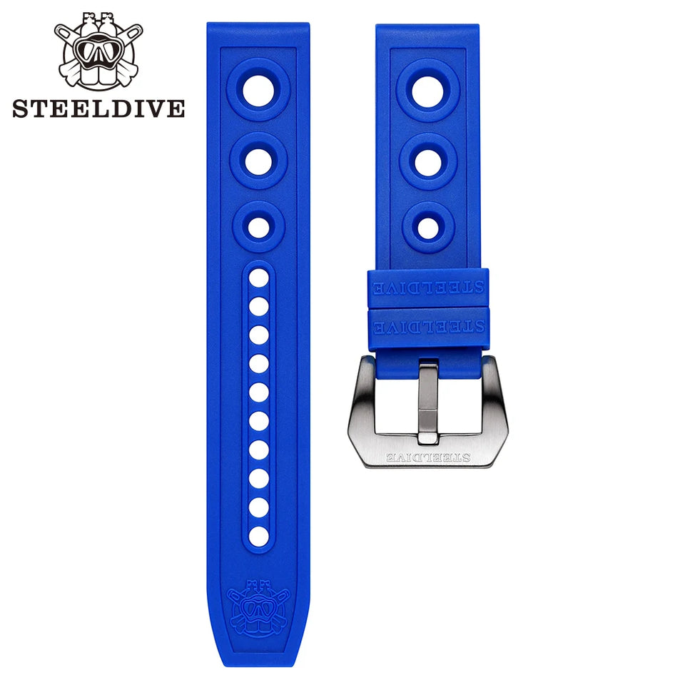 STEELDIVE Automatic Mechanical Strap Replacement Watch Bands Automatic Dive Watches Blue Rubber Strap 20/22mm