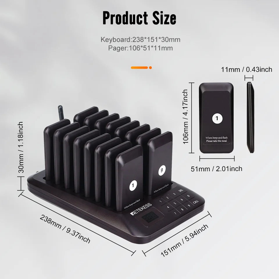 RETEKESS TD157 Restaurant Pager System Pagers 984ft Long Range Beepers for Food Truck Bars  Food Court No Vibration Mode