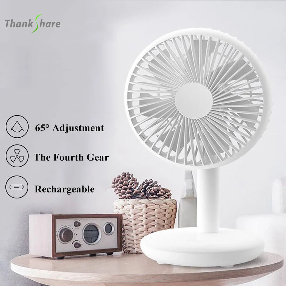 THANKSHARE Desktop Fan 2000mAh Battery Capacity USB Charging Desk Super Mute Laptop Cooler Desktop Fan 4 Speed Cooling Gadgets
