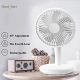 THANKSHARE Desktop Fan 2000mAh Battery Capacity USB Charging Desk Super Mute Laptop Cooler Desktop Fan 4 Speed Cooling Gadgets