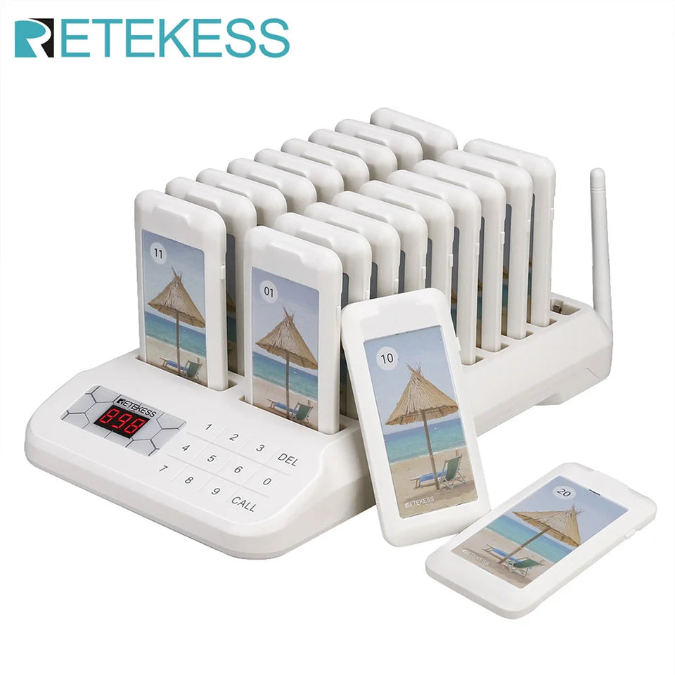 RETEKESS TD157 Restaurant Pager System Pagers 984ft Long Range Beepers for Food Truck Bars  Food Court No Vibration Mode