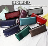 New Women Magnetic Hasp Wallet Genuine Leather Coin Purse Ladies Long Fashion Female Card Hold Money Bag AE501-1