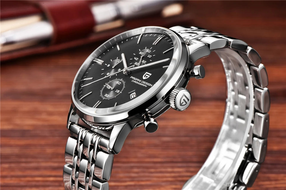 PAGANI DESIGN New Men Watches Multi time zone Quartz Business watch Auto Date Men Watches Japan Movt Watch Men Chronograph Gift