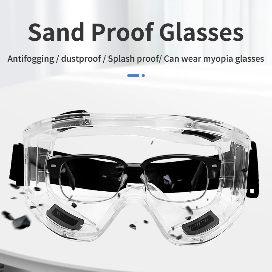 Anti-Fog Safety Goggle Anti-Splash Anti-Shock Dust-Proof Motorcycle Riding Sand-Proof Transparent Laboratory Protective Glasses