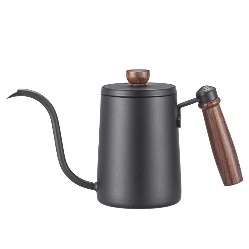 600ML Non-stick Stainless Steel Pour Over Coffee Tea Pot with Thermomet Long Narrow Spout Hand Drip Kettle Coffee Accessories
