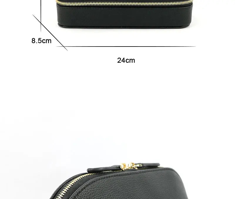 Personalized Cosmetic Bag Pu Leather Women Travel Makeup Bag with Jewelry Organizer Case 2 in 1 Ladies Travel Clutch Pouch