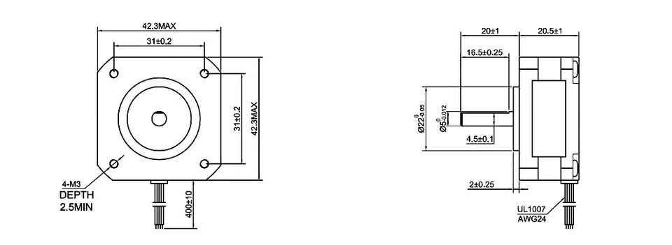 Nema 17 Stepper Motor 17HS08-1004S 20.5mm 1A 16Ncm(22oz.in) 42 Motor Nema17 Stepper 4-lead for DIY 3D Printer CNC XYZ