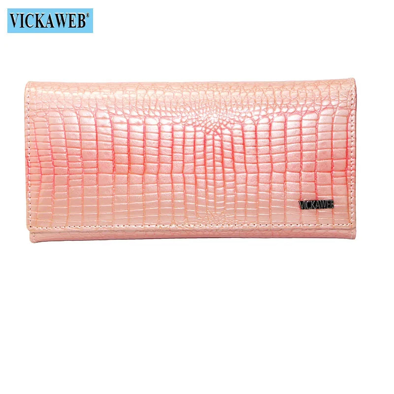 New Women Magnetic Hasp Wallet Genuine Leather Coin Purse Ladies Long Fashion Female Card Hold Money Bag AE501-1
