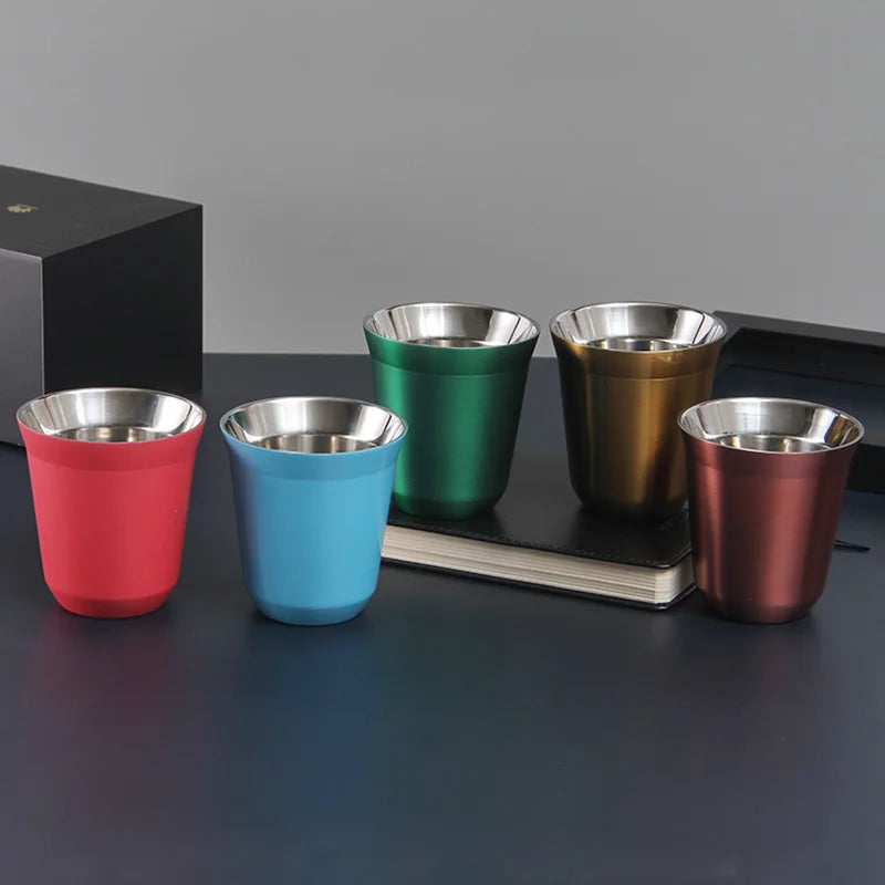 Custom Name Stainless Steel Espresso Cups Double Wall Insulated Cups Demitasse Cups Coffee Cup For Drinking Coffee, Gift for Him