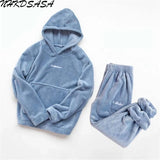 Women Winter Flannel Pajama Set Fleece Pajamas Sleepwear Homewear Thick Warm Velvet Female Suit Fall Sweatshirt Ladies Pyjama