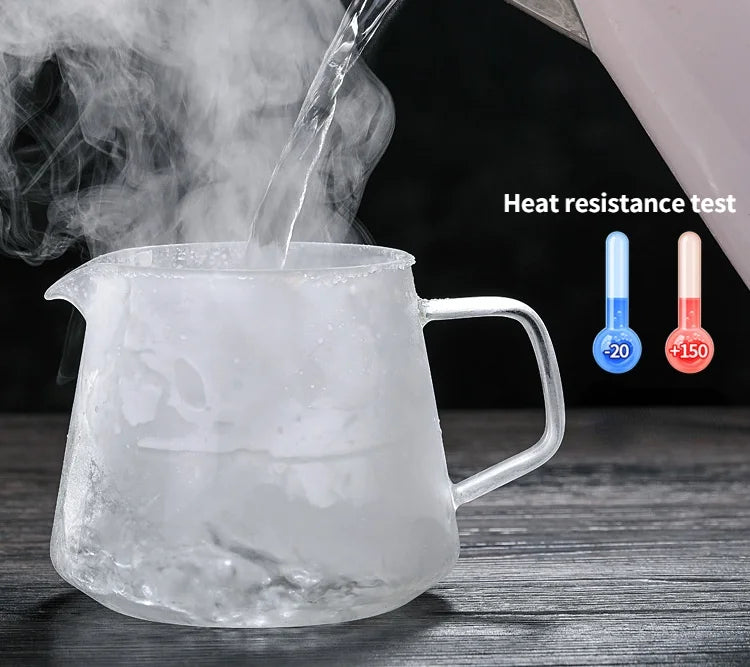 300ml/400ml/500ml/650 Coffee Pot High Temperature Resistant Glass Sharp-mouthed Hand Punch Sharing Pot Household Drip Coffee Pot