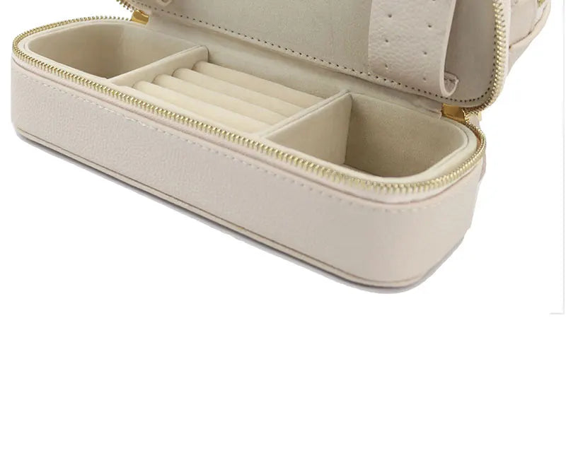 Personalized Cosmetic Bag Pu Leather Women Travel Makeup Bag with Jewelry Organizer Case 2 in 1 Ladies Travel Clutch Pouch