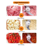 BioloMix 2 Speeds 500W Stainless Steel 2L Capacity Electric Chopper Meat Grinder Mincer Food Processor Slicer