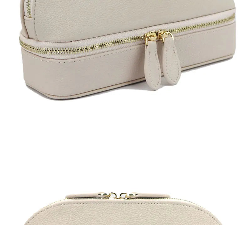 Personalized Cosmetic Bag Pu Leather Women Travel Makeup Bag with Jewelry Organizer Case 2 in 1 Ladies Travel Clutch Pouch
