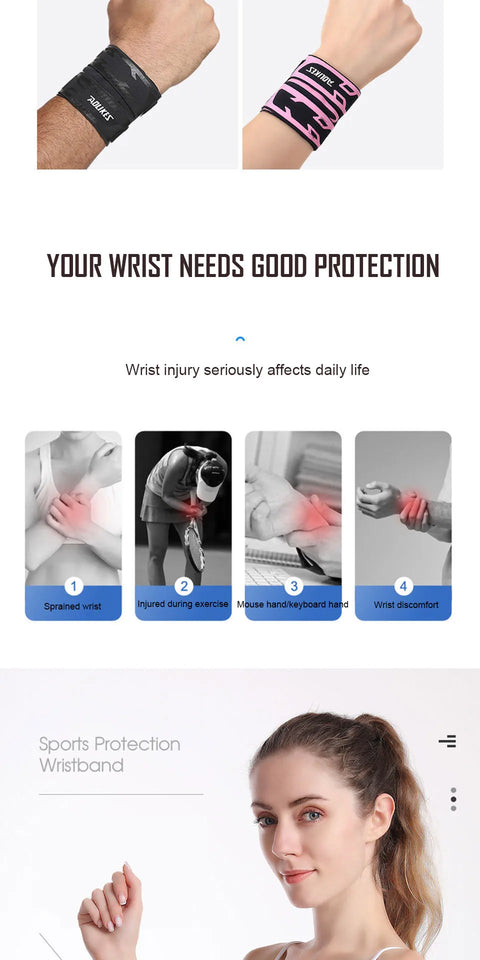 AOLIKES Sports Wrist Compression Wraps Wrist Support Brace Strap for Fitness Weightlifting Basketball Tennis Wrist Pain Relief