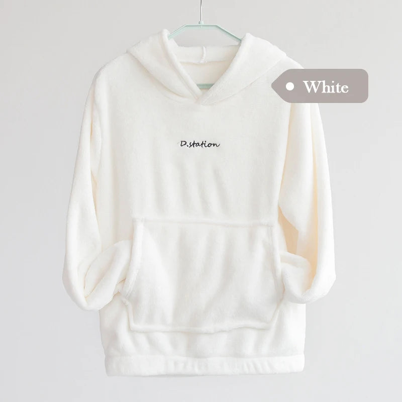 Women Winter Flannel Pajama Set Fleece Pajamas Sleepwear Homewear Thick Warm Velvet Female Suit Fall Sweatshirt Ladies Pyjama