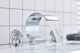 Wanmivezlo Waterfall Bathroom Basin Faucet Deck Mounted Cold Hot Water Mixer Single Hole Water Tap 3 Holes Washing Tap