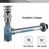 Bathroom Basin Bottle Trap Drain Modern Bathroom Sink P-Trap Set Pop Up Filter Chrome Basin Siphon Horse Accessory Renovation