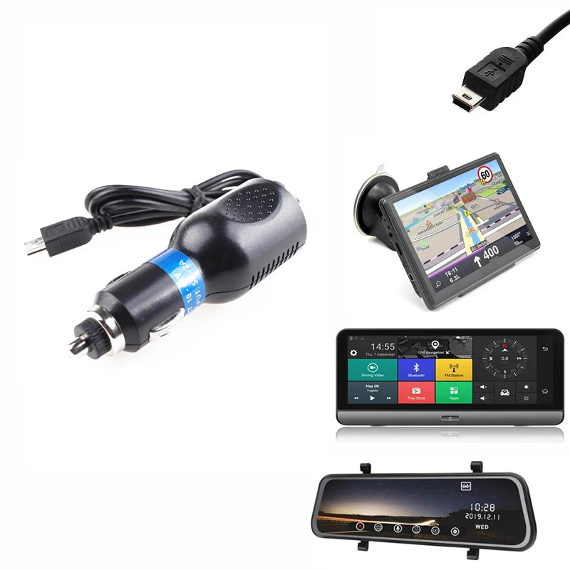 Universal Car Vehicle DC Power Charger Adapter Cord Mini USB Cable For DVR GPS Navigation 5V 2A With Cable