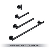 Bathroom Accessories Hardware Set Kit Towel Bar Wall Mount Matt Black Toilet Paper Holder Hand Robe Hook Hanger Stainless Steel