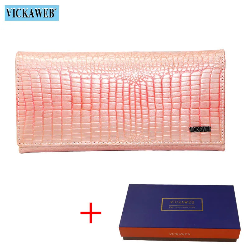 New Women Magnetic Hasp Wallet Genuine Leather Coin Purse Ladies Long Fashion Female Card Hold Money Bag AE501-1