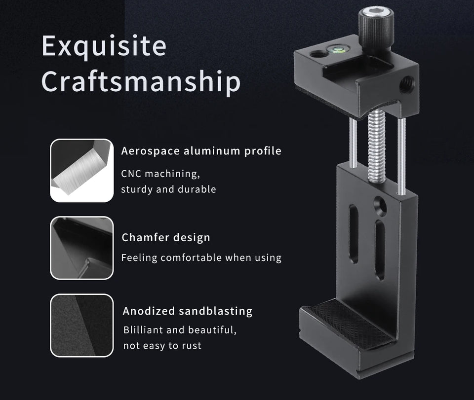 Aluminum Alloy Mobile Phone Holder Clip for Smartphone with Spirit Level Cold Shoe Mount 1/4 3/8 Hole Tripod Head Clamp Bracket