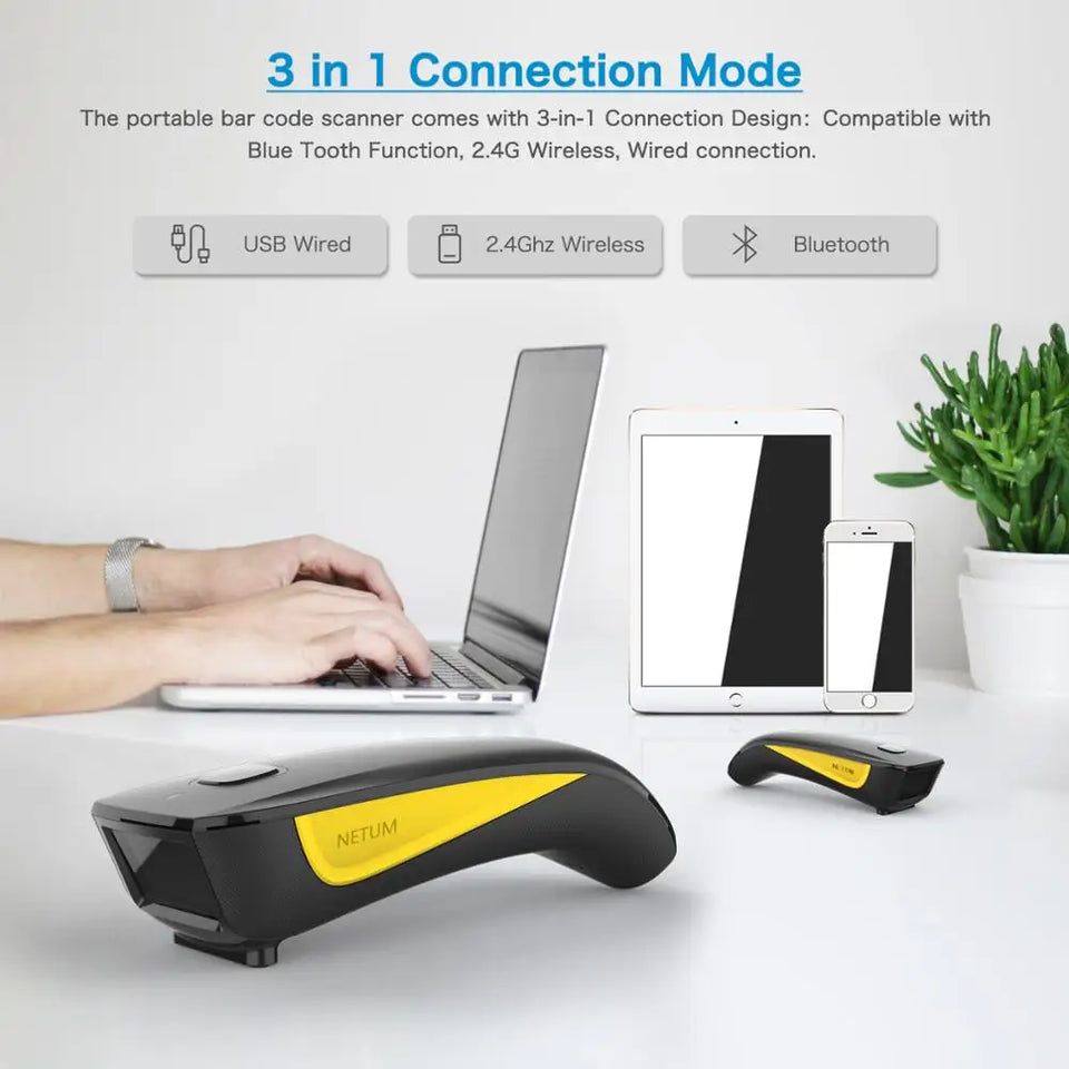 NETUM E800 Bluetooth 2D Barcode Scanner Pocket Wireless QR Reader Data Matrix PDF417 IOS Android Windows