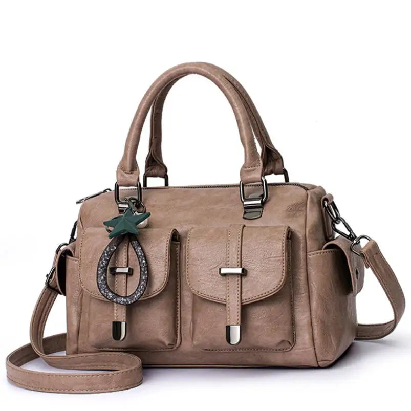 Luxury Brand Designer Women'S Handbag Fashionable Soft Leather Shoulder Bag Large Capacity Crossbody Bag Classic Retro Tote Bag